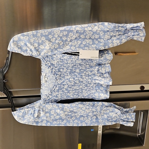 💕REFORMATION💕 Cambria Linen Top ~ Sofie Blue Floral Print Small S NWT - Picture 6 of 14